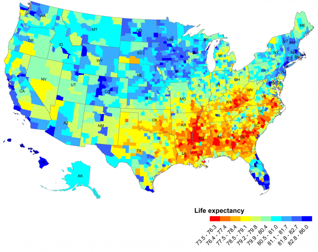 Life expectancy by county