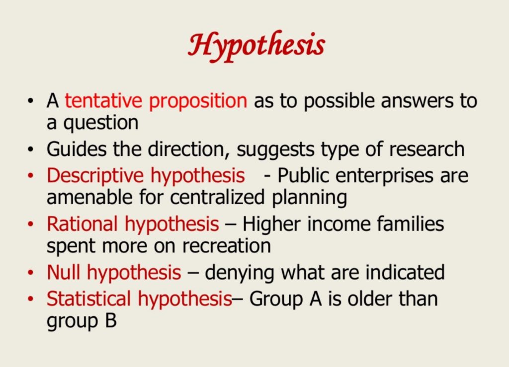 example of hypothesis in a research project